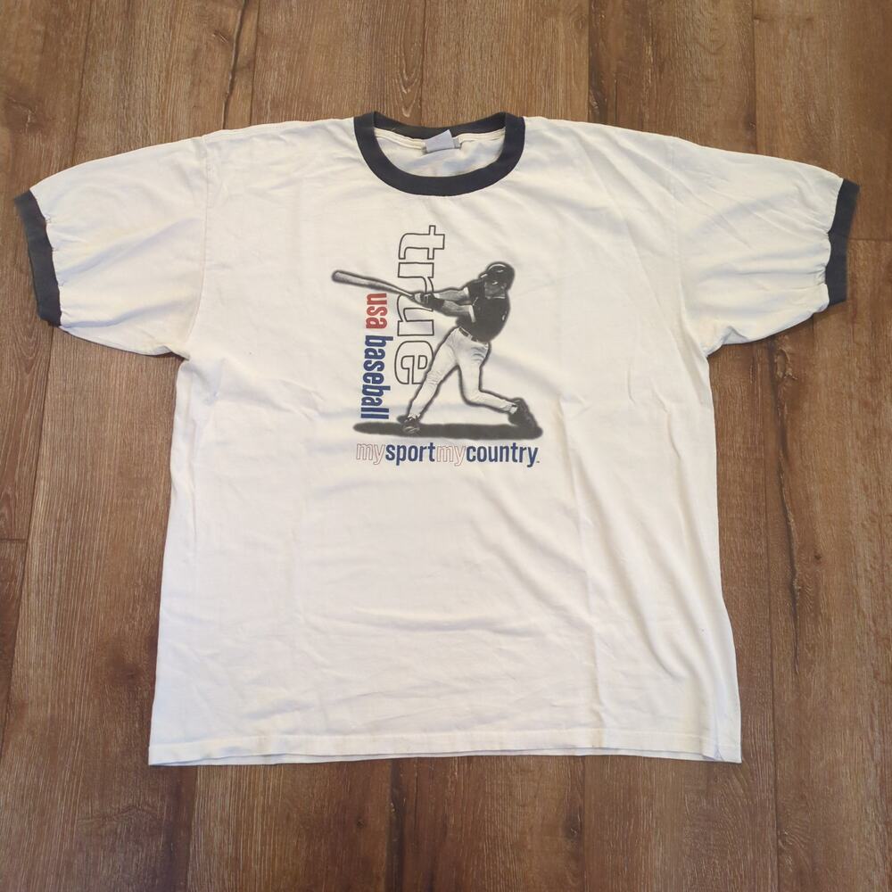 VTG Walt Disney World True USA Baseball Adult XL Ringer Shirt 90s‎ Epcot Country